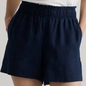 Quince 100% European Linen High Waisted Shorts Navy Size M